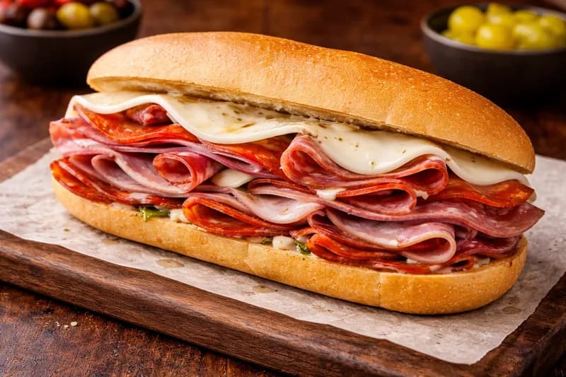 Sicilian Hero - Salami, pepperoni, ham, and melted provolone on a fresh hoagie roll.